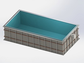 Bazén se zabudovaným lamelovým zakrytím 6m x 3m