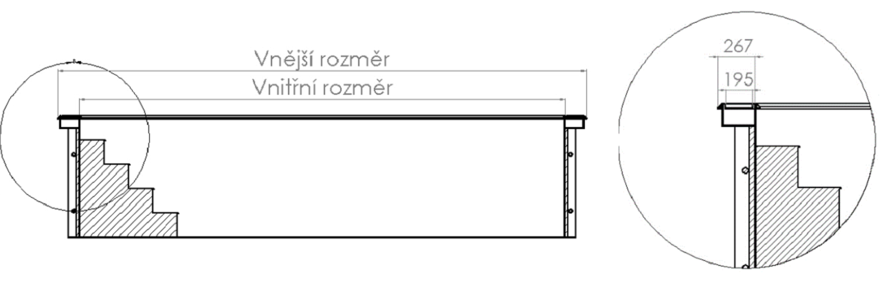 Přelivový bazén schéma